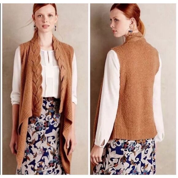 Anthropologie Sunday In Brooklyn Braided Sweater Vest cardigan Size Small - Picture 1 of 8